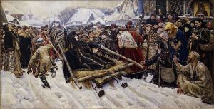 Un tablou celebru de Surikov care prezintă epurarea vechilor credincioși .