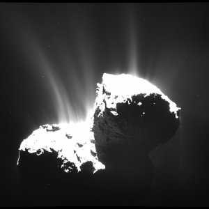 A November image of Comet 67P/Churyumov-Gerasimenko shows faint jets of gas and dust. Credit European Space Agency